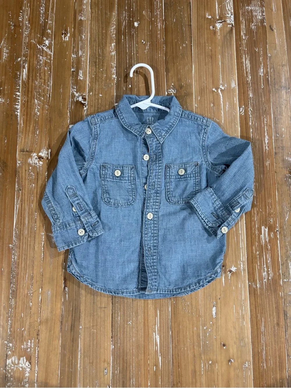 GAP Light Denim Button-Up Shirt - Light Blue
